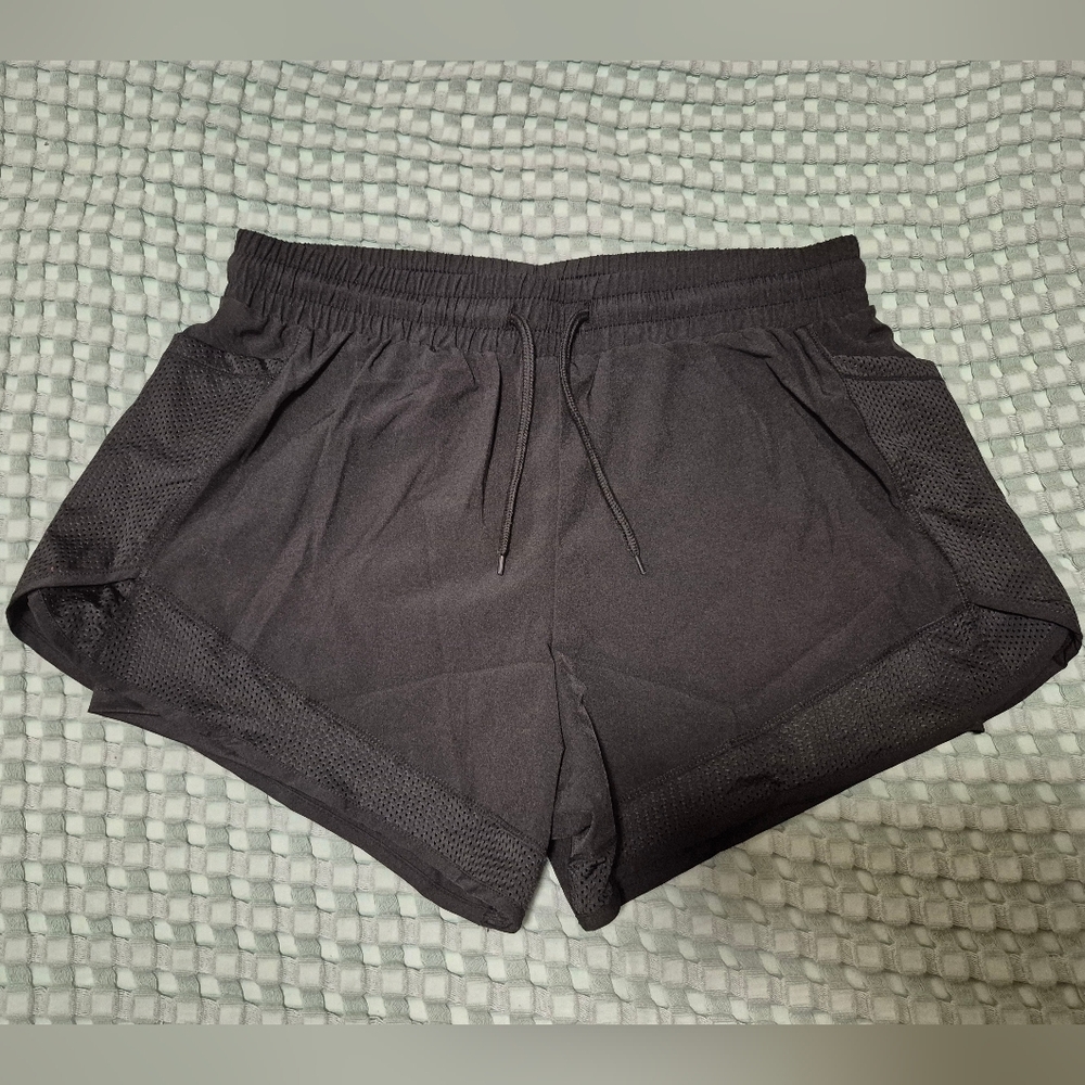 Women's Black Mesh Athletic Shorts